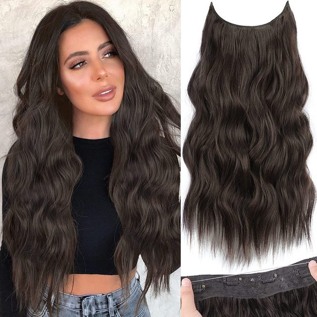 Esther wig gradient large wave long curly hair wig one-piece freely adjustable fishing line hair extension piece