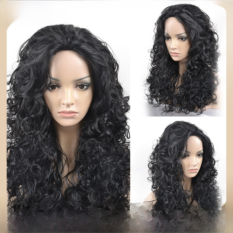 fashion fluffy small curly hair chemical fiber headgear high temperature silk women's fashion wig big back long curly hair