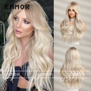Gradient White Blonde Wig Women's Long Hair Summer Women's Group Hair Color Curly Hair Natural Fashion Big Wave Full Head Wig Cover