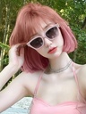 Short hair wig female Japanese style gradient pink lolita girl wave head round face simulation wig summer