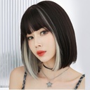 Ou Shuo Women's Short Hair Internet Red Hanging Ear Dye Full Head Cover Clavicle Hair Round Face Straight Bangs Bobbo Head Buckle Full Top Hair Cover