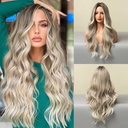 spot fashion points Big Wave thin natural mixed color light gray full head wig women wigs