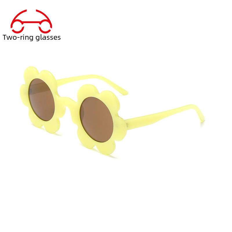 Two Circle Flower Frame Women's Sunglasses Fashion Street Shooting Adult Cute Dress Sunglasses