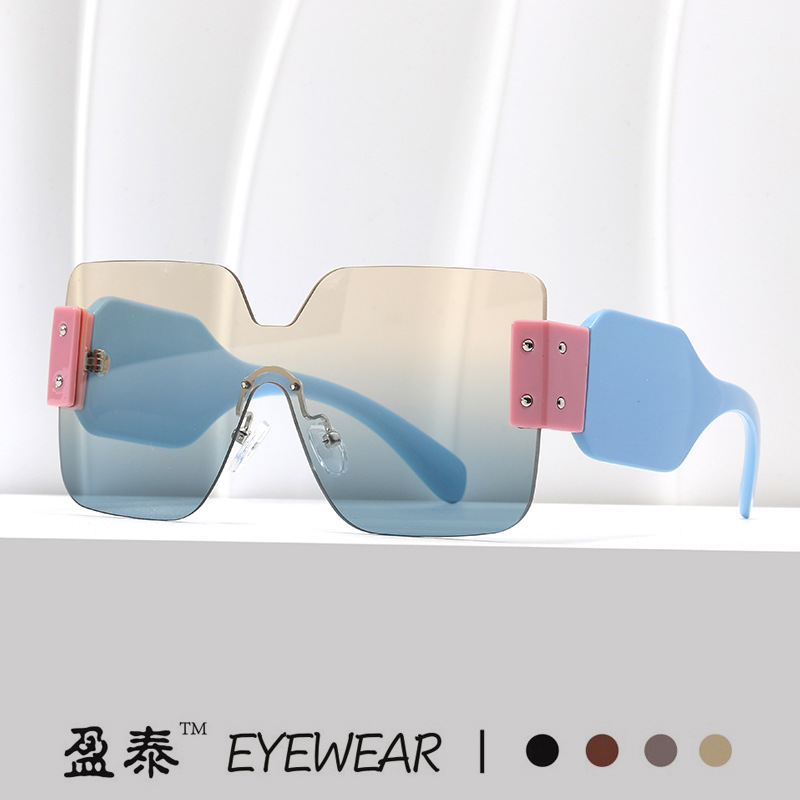 Frameless One-piece Fashion Sunglasses Thick Leg Trendy Fashion One-piece Personalized Sunglasses