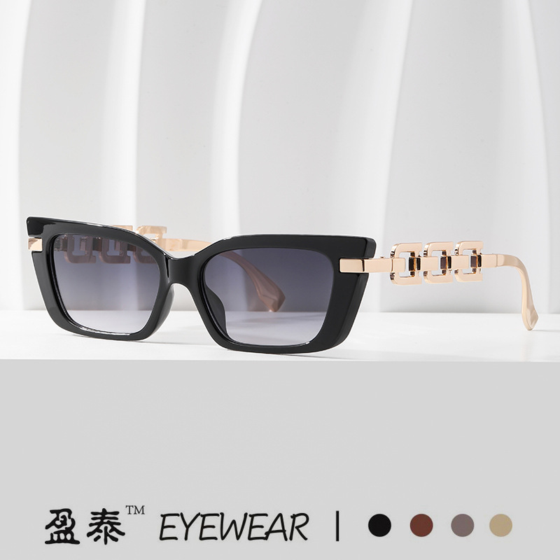 Europe and the United States small frame cat's eye sunglasses ladies chain trend large frame sunglasses