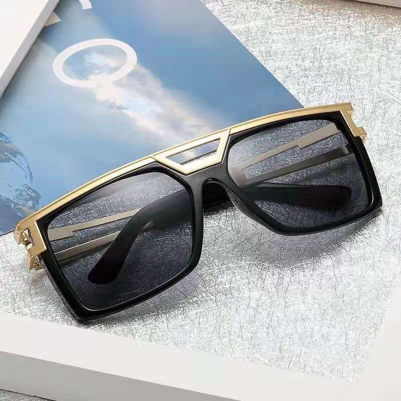 Large frame glasses Metal Men's large frame eyebrow sunglasses fashion eyebrow double beam sunglasses