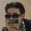 Mei Ya Feng Fan Same Style Rectangular Tie ins Sunglasses Men's Hip-Hop Hong Kong Style Fluorescent Sunglasses TikTok Street Beats