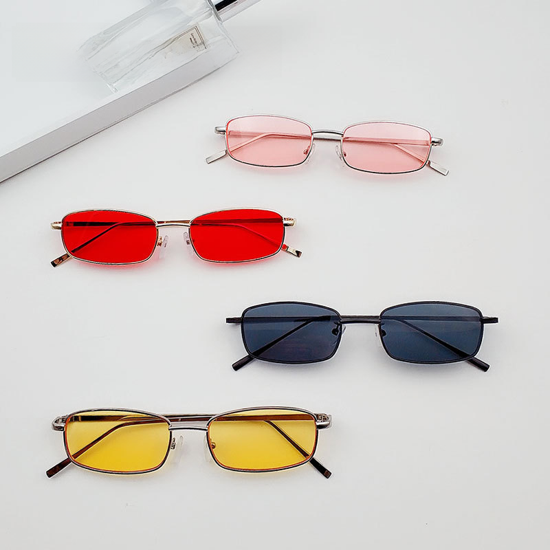 Tiktok Net Red personality metal frame sunglasses retro small frame rectangular round face sunglasses female myopia glasses trendy men