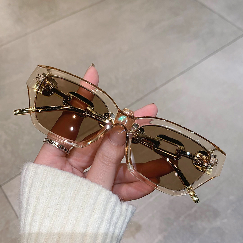 Europe and the United States personality hip-hop metal chain sunglasses fashion polygon small frame trend Street Sunglasses