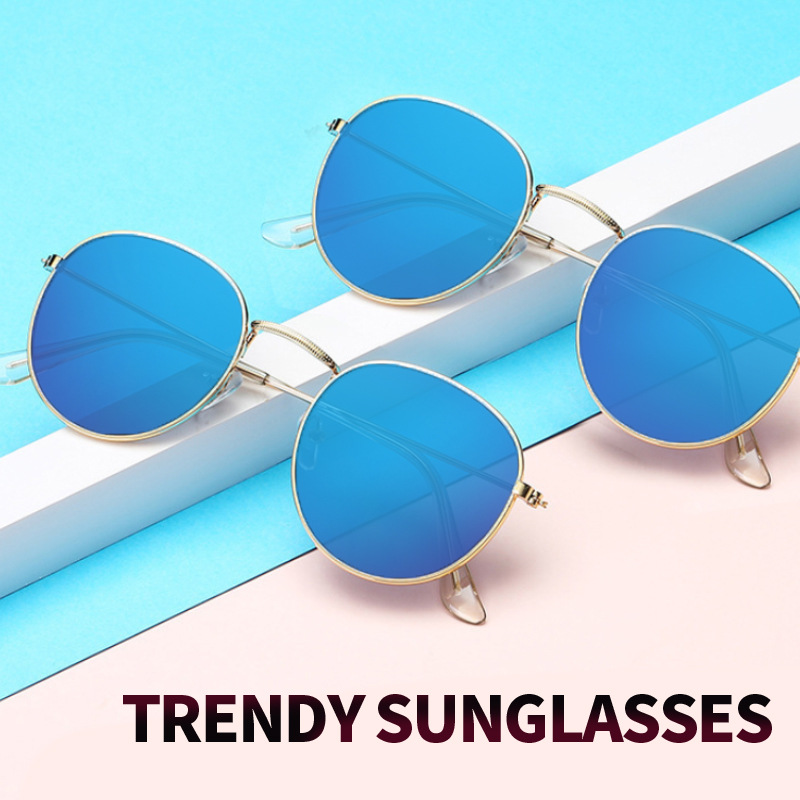 Retro Round frame sunglasses sunglasses fashion trend ocean piece glasses sunglasses 3447