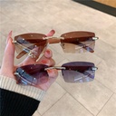 Spot fashion sunglasses men's and women's frameless imitation wood grain sunglasses sunglasses