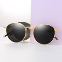 Metal Korean Style ins Women's Retro Round Frame 8059 Polarized Sunglasses UV-resistant Sunglasses Women's High-end Sense