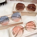 Fashion Frameless Edge-cutting Sunglasses Women's Multi-deformation Metal Curved Mirror Legs Cyber Celebrity Street Photoshoot Sunscreen Sunglasses