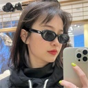 2024 new European and American sunglasses female cross star mirror leg high-end glasses star oval sunglasses