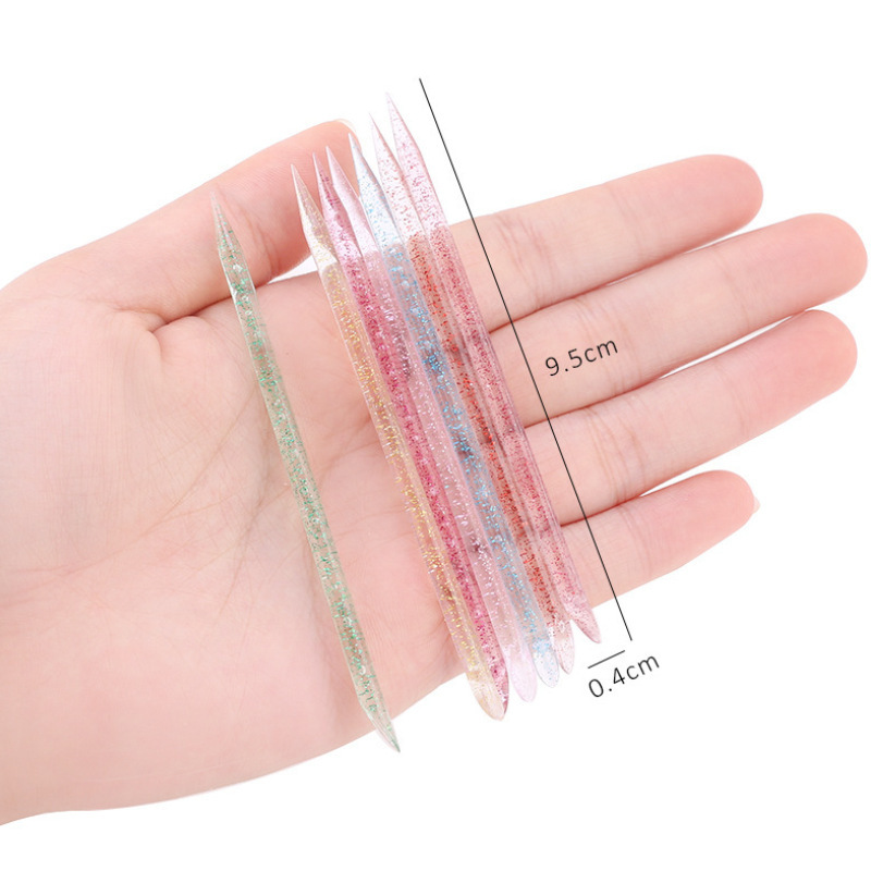 Nail art double point drill pen nail art point pen glue-free plastic dead skin push multi-color crystal point drill stick point pen