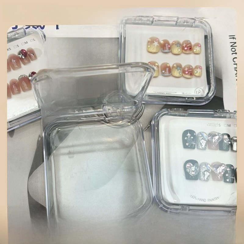 Transparent nail box compact nail storage box packaging box wear a box hand wear a display box