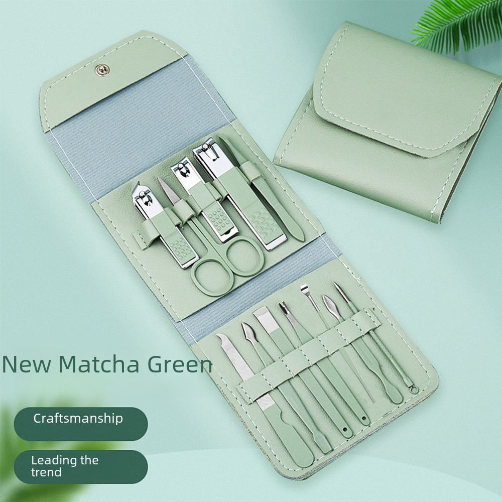 Green stainless steel nail clippers pedicure knife set box nail tools full set nail clippers suit nail clippers Special