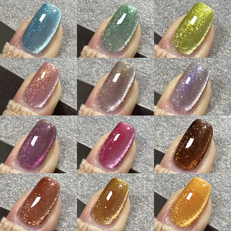 Milk Tea Crystal Cat's Eye Nail Polish Gel Flash White Phototherapy Gel Nail Art Rose Cat's Eye Gel Nail Polish