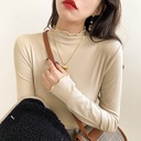 Modal Half-high Collar Base Shirt Women's Autumn and Winter Long-sleeved T-shirt Western-style Ear-rimmed Knitted Top