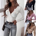 autumn and winter street fashion knitted slim-fit long-sleeved pullover zipper top T-shirt