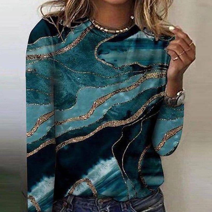 3D fashion comfortable sports round neck long sleeve T-shirt comfortable leisure loose round neck T-shirt a generation of hair