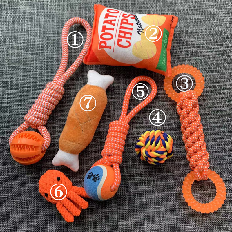 Pet dog dog toy molars cotton rope bite resistant knot toy sound set small dog pet toy