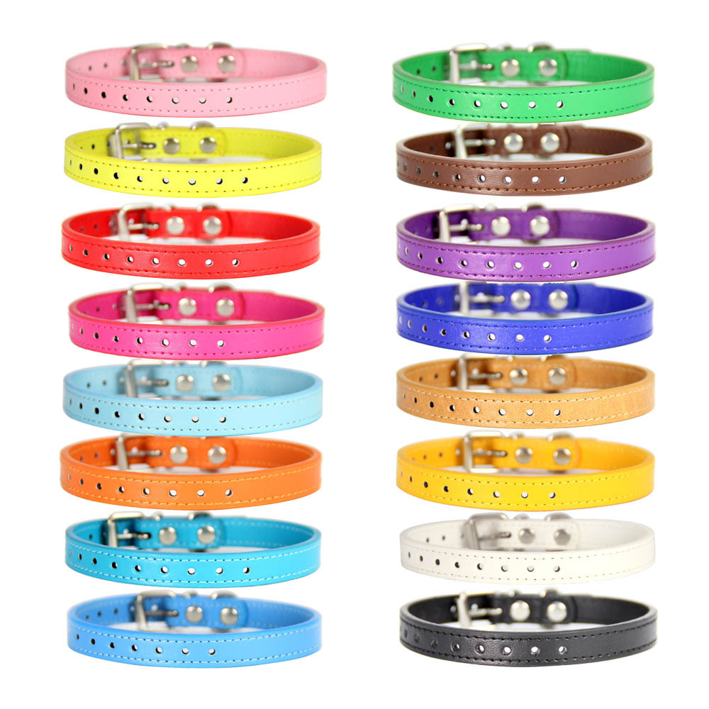 PU leather pet collar solid color small dog collar collar dog collar cat dog decoration factory