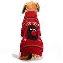 Factory direct Christmas dog sweater red nose deer red black pet sweater golden hair clothes autumn and winter