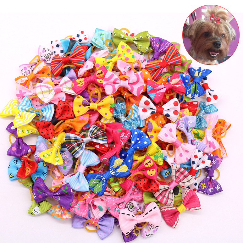 Hot spot pet head flower bow rubber band jewelry dog accessories style Super