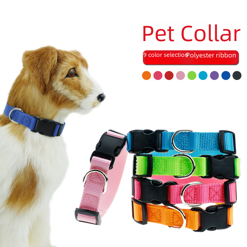 Pet supplies plain nylon 9 color pet puppy collar dog collar dog collar dog collar custom
