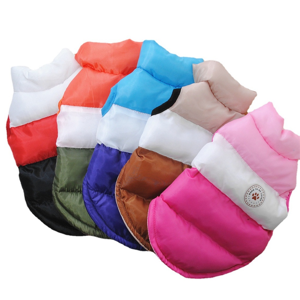 Factory direct winter dog color matching cotton-padded jacket bread clothing warm windproof front buckle cotton-padded coat big dog
