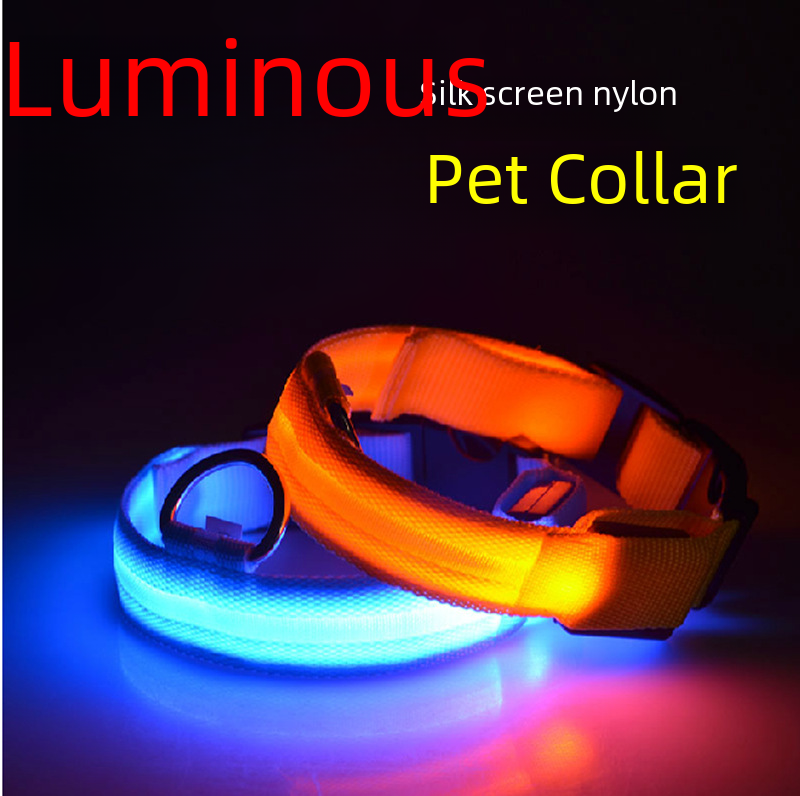 Factory pet luminous collar dog collar usb rechargeable dog night aperture LED collar dog rope safe dog walking