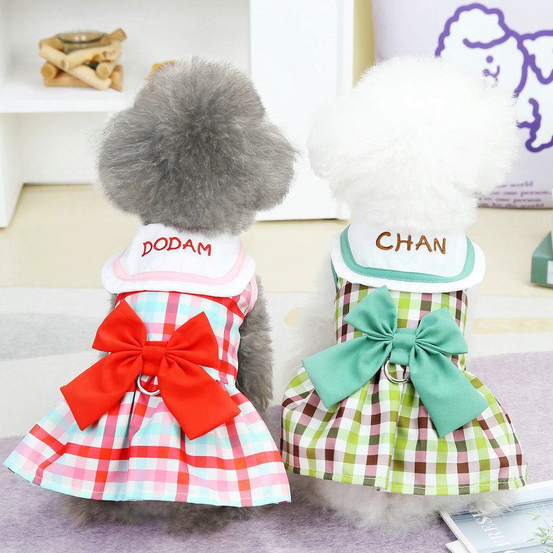 pet cute clothes spring and summer teddy bear casual fashion versatile bow traction skirt