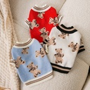 Autumn and winter puppy full print cute bear sweater cat two-legged cardigan small and medium-sized dog teddy pet clothes