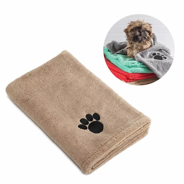 special pet microfiber absorbent towel embroidery logo cat and dog towel pet bath cleaning towel