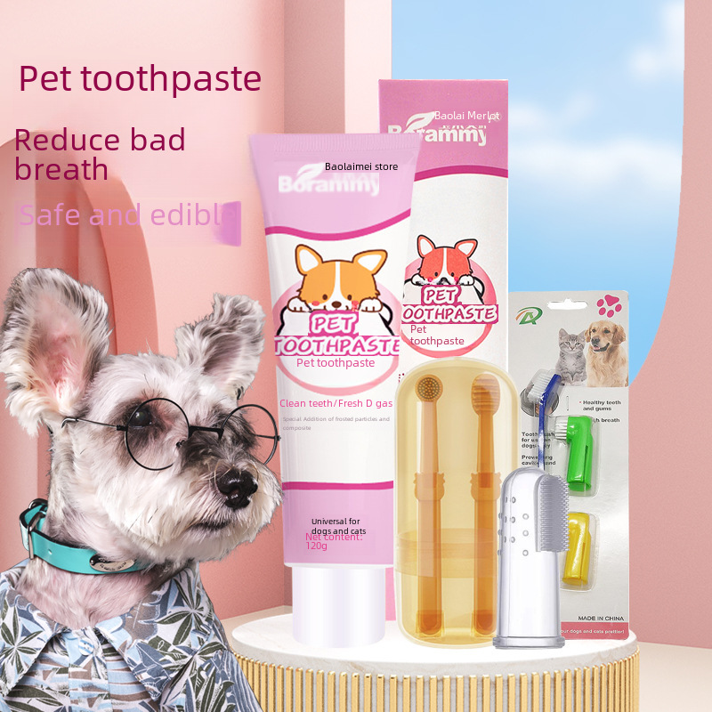 Pet Toothpaste Finger Set Toothbrush Dogs Cats Reduce Halitosis Tooth Calculi Toothpaste Brushing and Cleaning