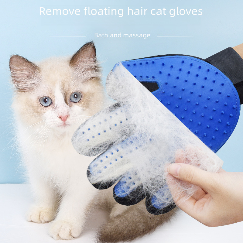 Rubber cat hair removal gloves spot cat hair massage pet cleaning supplies