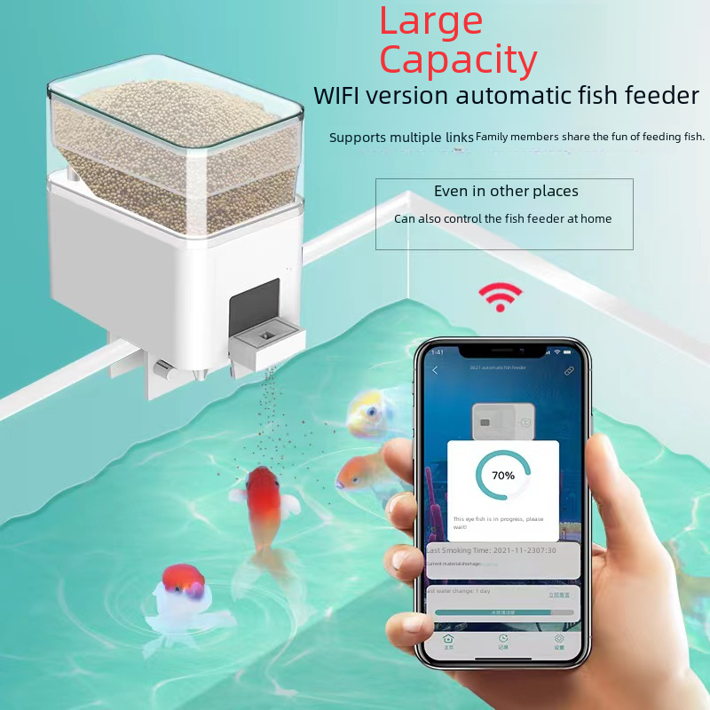 厂家WiFi远程自动喂食智能定时自动投食器水族箱金鱼喂食器大容量