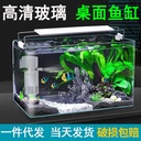 Living room small fish tank transparent hot bending glass integrated gold fish tank with oxygen light landscaping aquarium creative