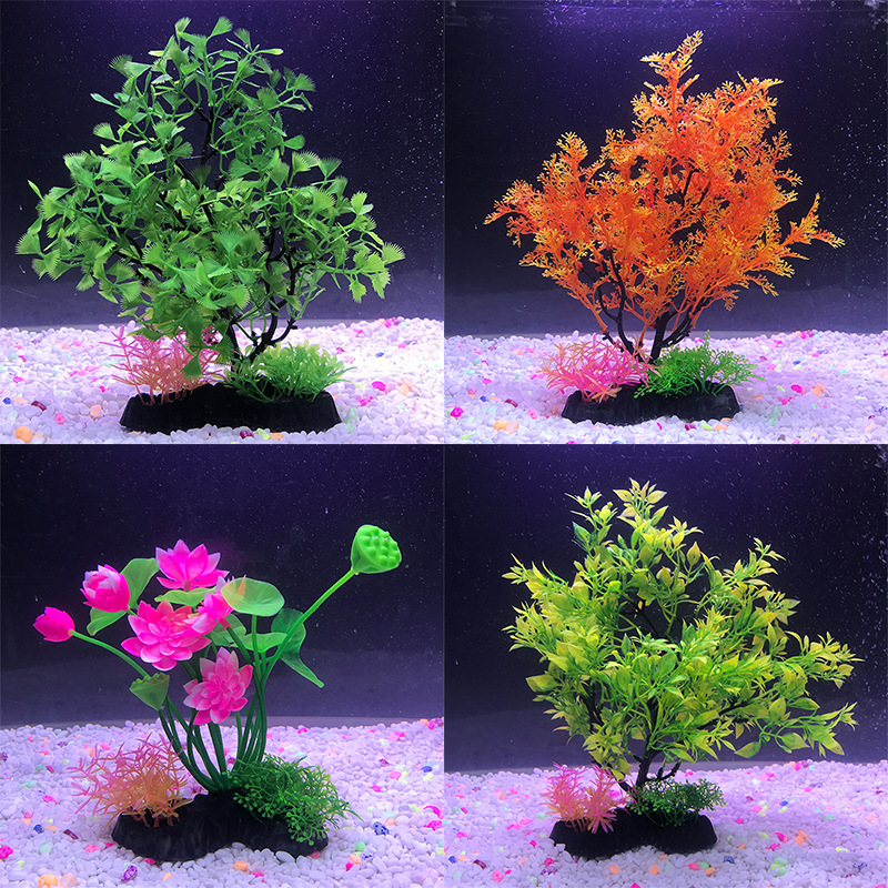 Fish tank plastic seaweed decoration simulation aquatic plants simulation lotus tree fake tree fake flowers source manufacturers