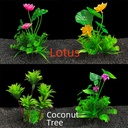 Lotus coconut tree aquarium supplies fish tank landscaping simulation water plants lotus leaf decoration fake plastic flowers factory