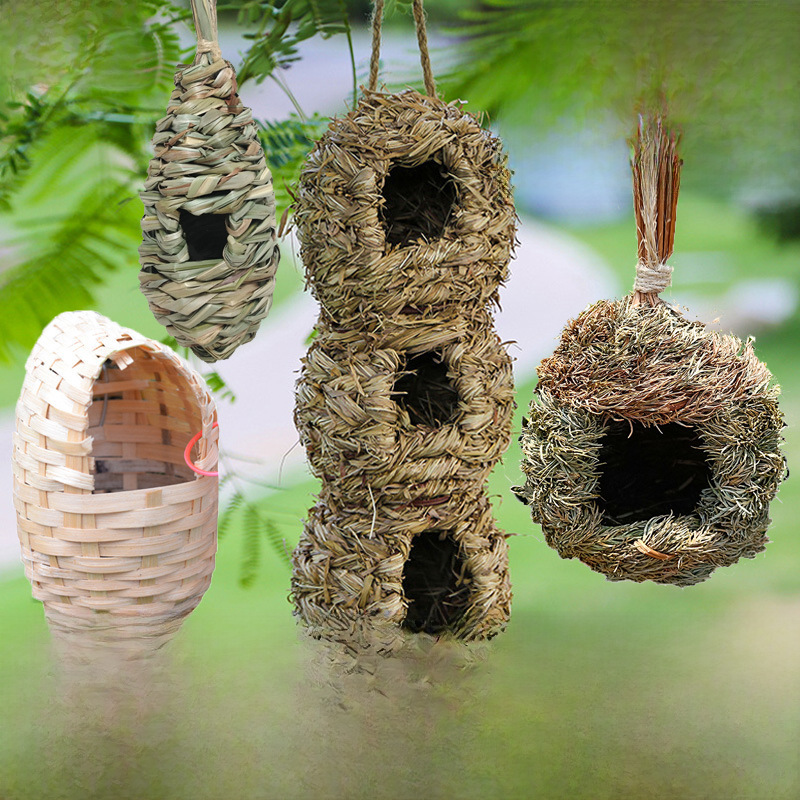 e-commerce handmade creative simulation wooden house bird cage straw breeding winter bird nest crafts spot