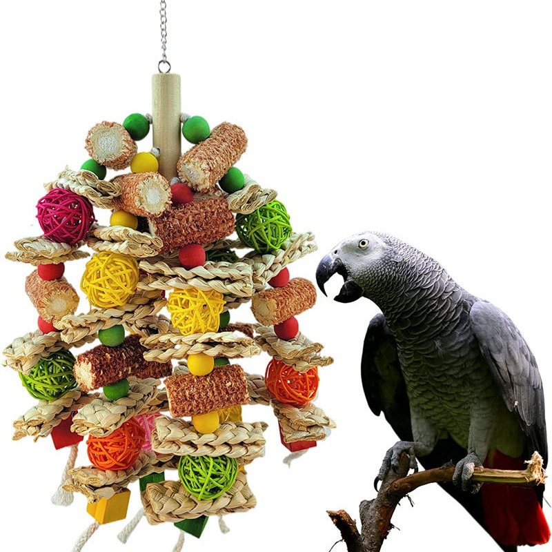 Parrot toy corn heart rattan ball bird supplies exclusive for spot wooden factory bird toys