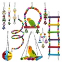 鹦鹉玩具10件套 鸟笼配件秋千云梯藤球串铃铛串 跨境热销宠物玩具