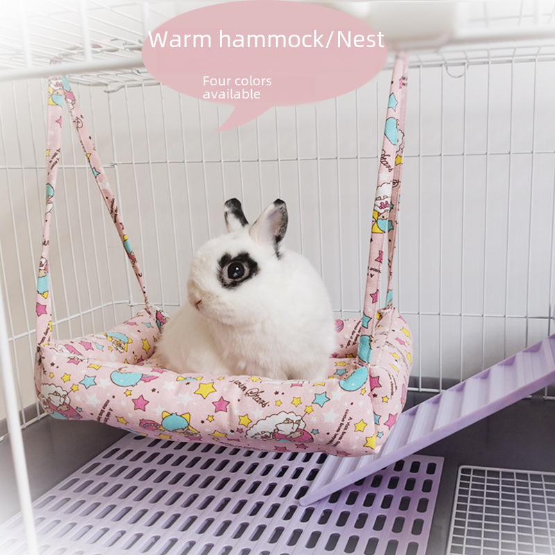 Pet hanging nest hanging rabbit hammock thickened warm autumn and winter canvas cotton Dutch pig Totoro rabbit hammock