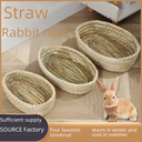 Hand-woven rabbit straw nest warm breathable straw mat pet nest Dutch pig hamster straw nest all seasons