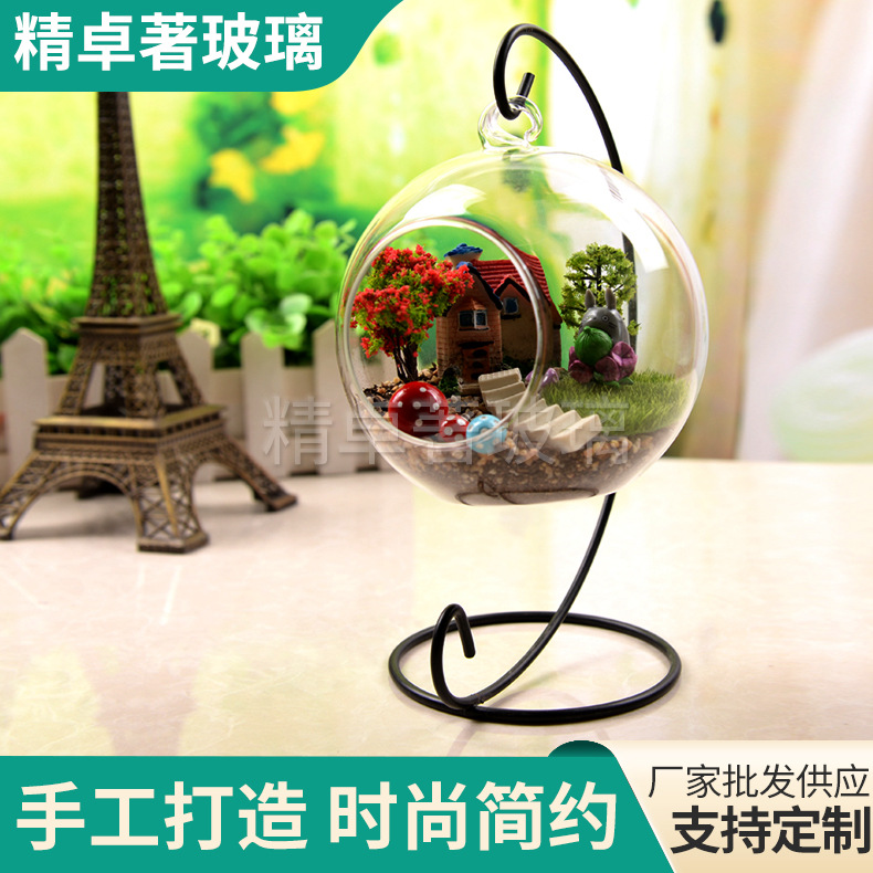 Micro landscape hanging ball pendant succulent hydroponic vase transparent glass ball vase