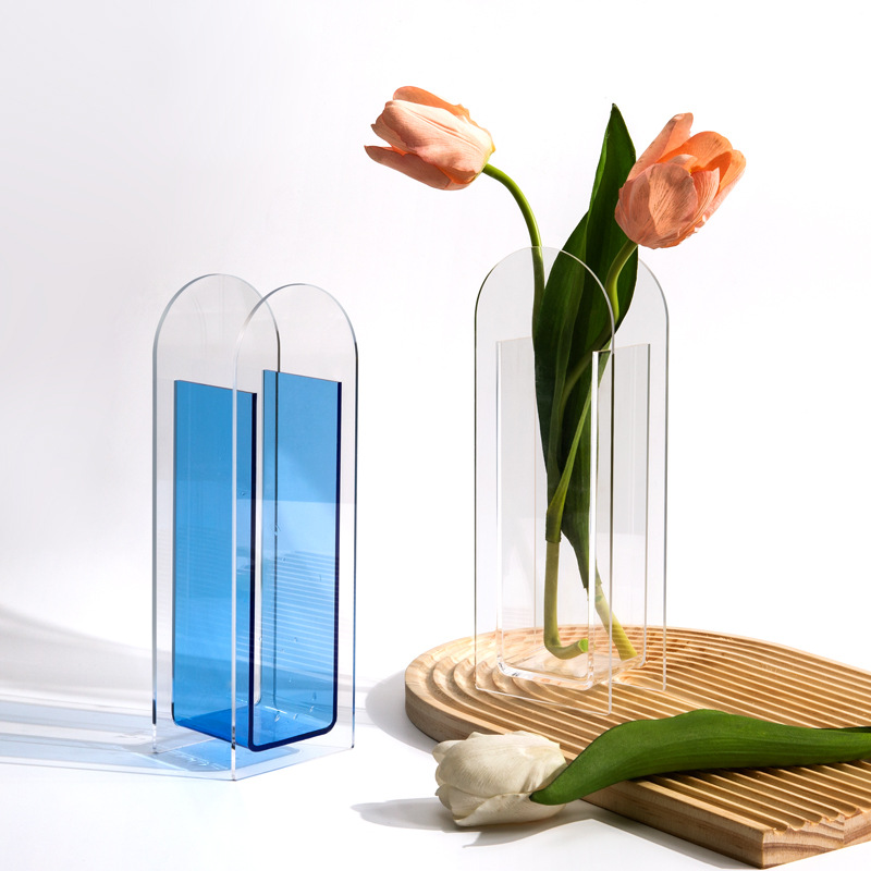 Acrylic vase simple decorative transparent flower device living room dining table hydroponic flower arrangement mini ins decoration
