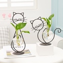 Simple Cat Wrought Iron Flower Vase Hydroponic Flower Vase Creative Home Living Room Dining Room Table Decorative Creative Ornaments