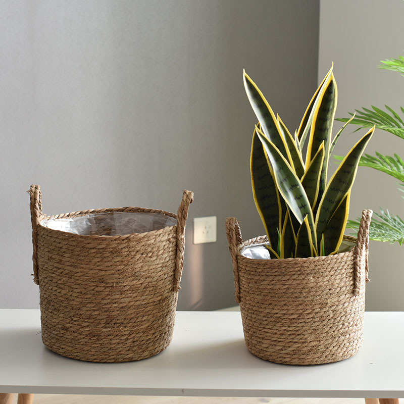 Extra-large Extra-large Straw Flower Pot Extra-large Extra-large Potted Plant Green Plant Flower Basket Plant Basket Woven Floor-standing Indoor Bonsai